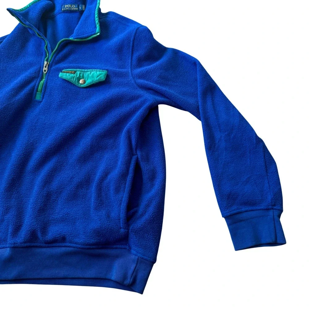 Vintage Polo Ralph Lauren Polartec Fleece Quarter Zip Pullover Blue/Teal Mens Lg